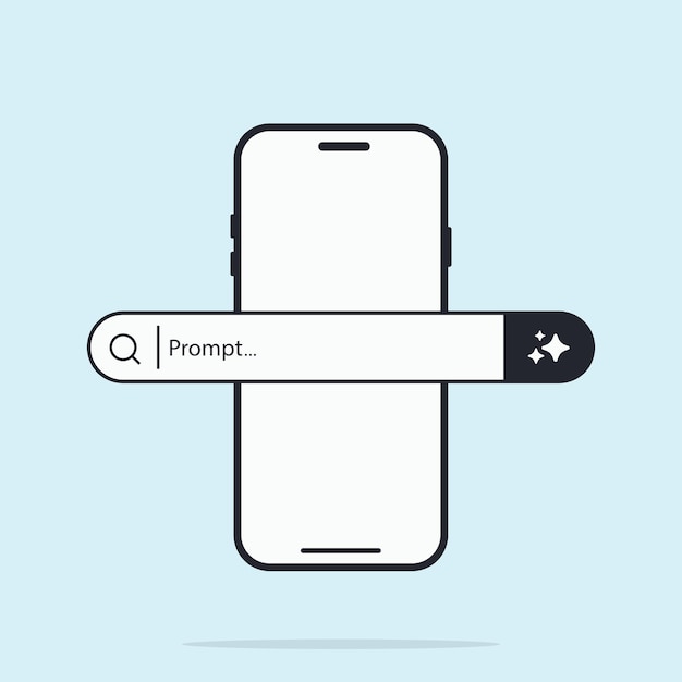 smartphone screen with chip processor and ai generative bar ai assistant concept of artificial intelligence input prompt as commands for analyzing data and generating idea vector illustration