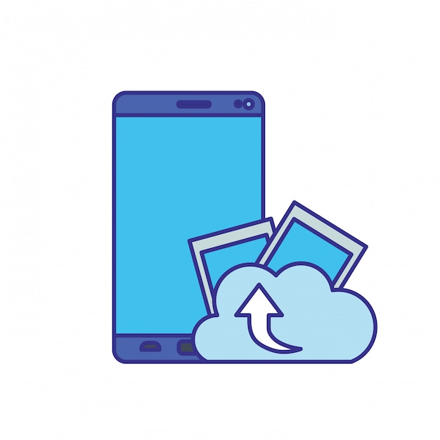 Smartphone screen with cloud download isolated icon