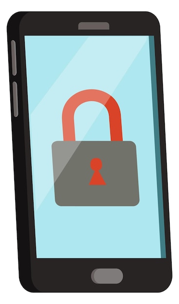 Vector smartphone screen with lock symbol protected privacy icon isolated on white background