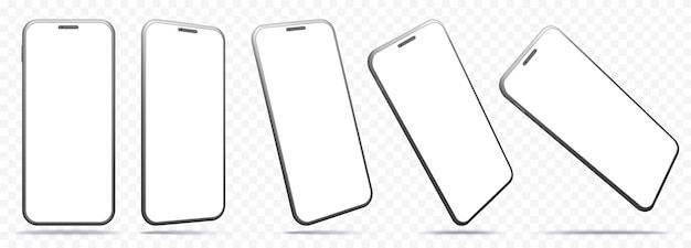 Vector smartphone screens isolated on transparent background