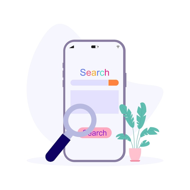 smartphone Search engine flat concept design