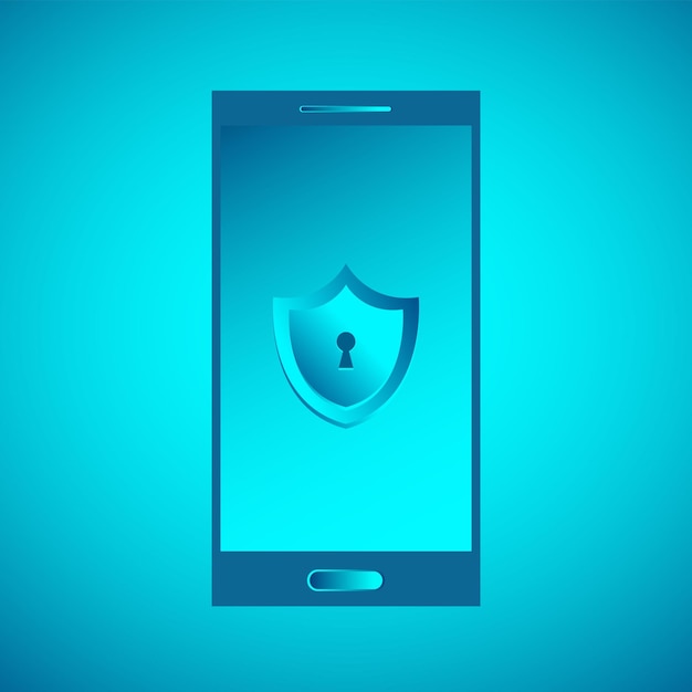 Smartphone security shield vpn protection banner vector illustration