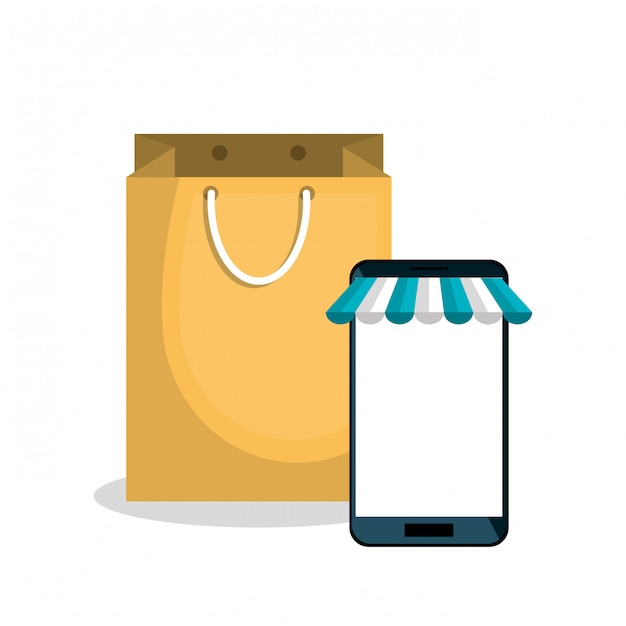 Smartphone shopping e-commerce isolated