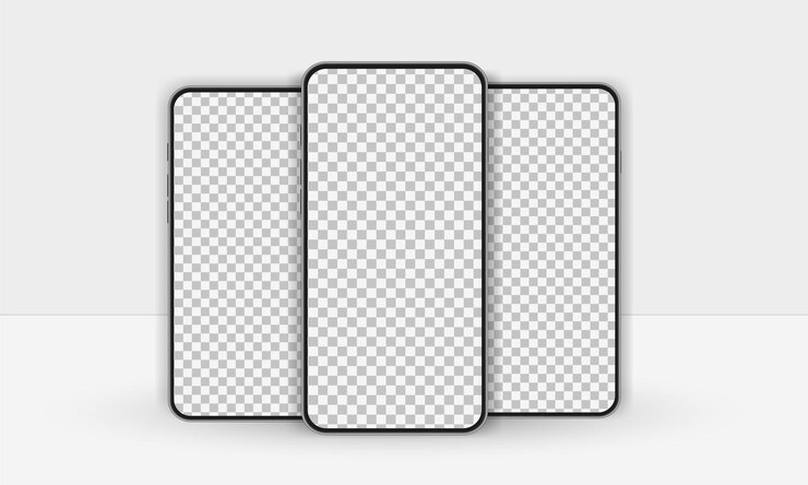 Smartphone-sjabloon. Drie leeg scherm. Moderne sjabloon voor 3D-realistisch apparaat.