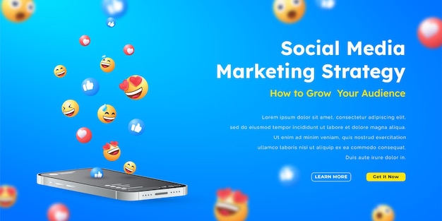 Vettore smartphone social media banner marketing seo illustrazione x9