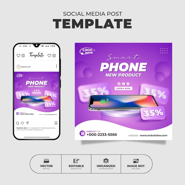 SmartPhone Social Media Instagram Post And Banner Template