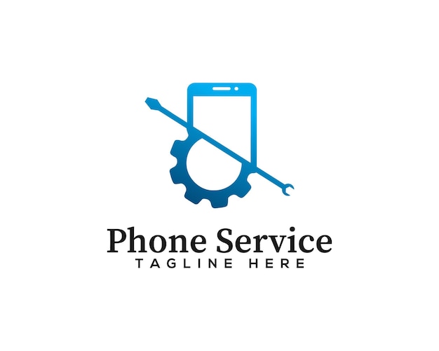 Vector smartphone solution and mobile phone repair logo design with repair tools