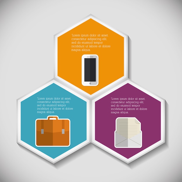 smartphone suitcase envelope infographic step office icon