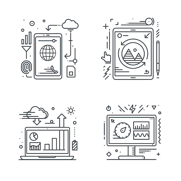 Smartphone tablet laptop and desktop icon.