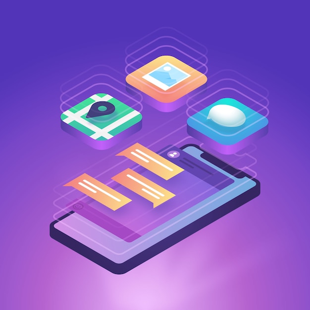 Vector smartphone technology isometric