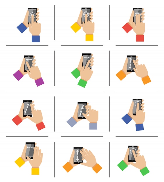 Vector smartphone touch gestures