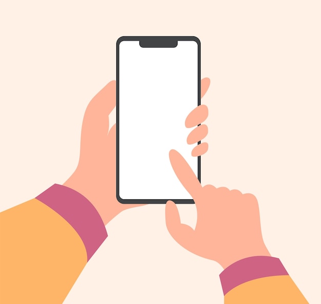 Smartphone Touch Screen Using Hands Vector Illustration Art