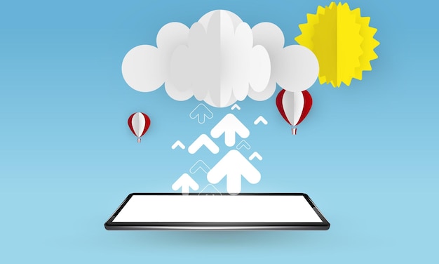 Smartphone uploaden naar cloud abstracte vectorillustratie