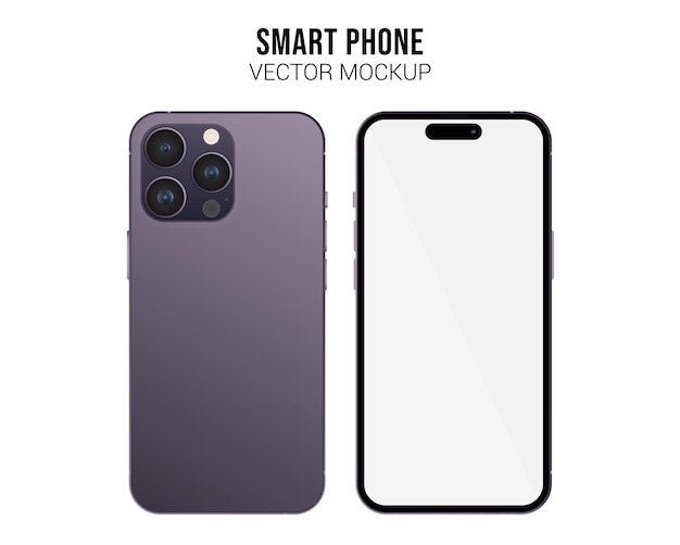 Vector smartphone vector mockup with white screen isolated