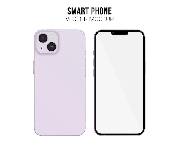 Vector smartphone vector mockup with white screen isolated