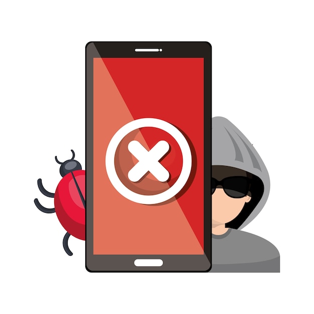 Smartphone virus hacker alert ontwerp