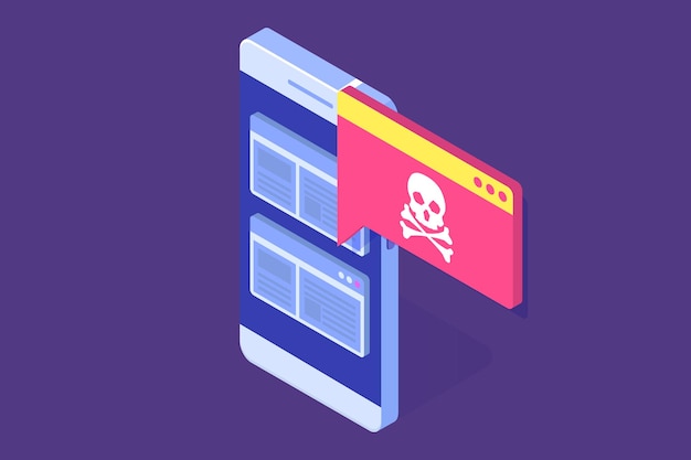 Smartphone virus malware trojan notification or alert