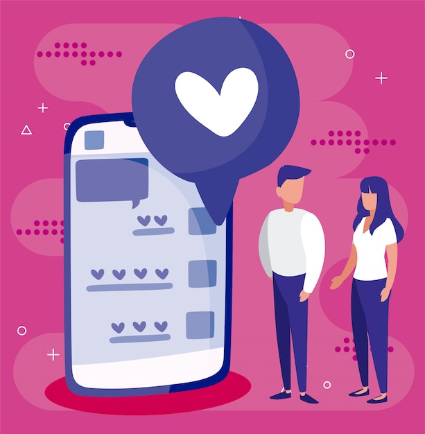 Smartphone-vrouw en man van sociaal media concept