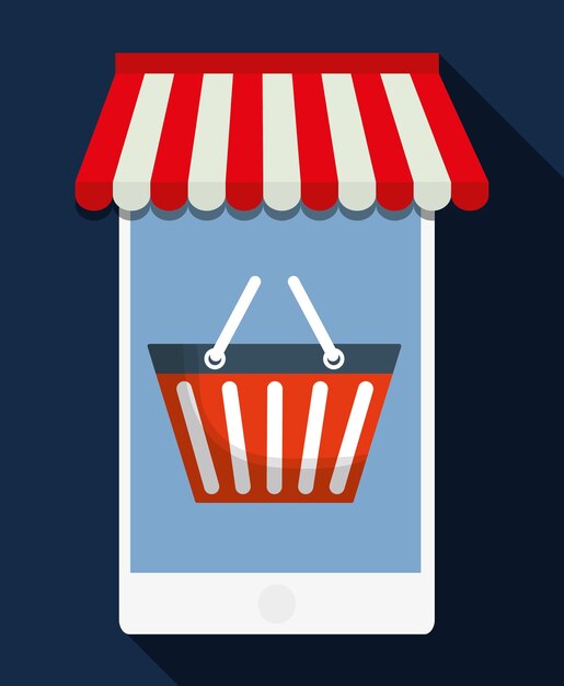 smartphone winkelmandje online winkel markt pictogram