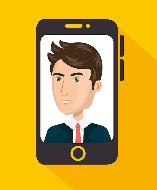 Smartphone with agent call center vector illustration design