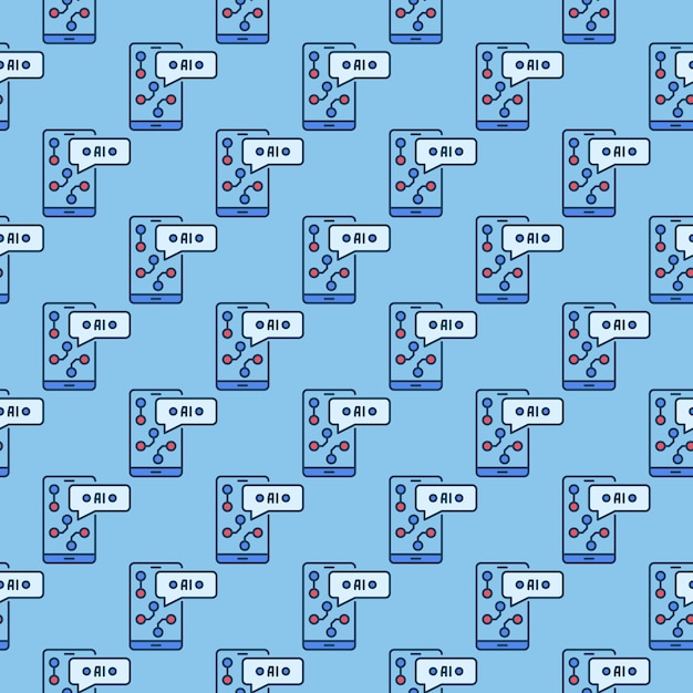 Ai アプリ ベクトルを備えたスマートフォン電話色のシームレスなパターン