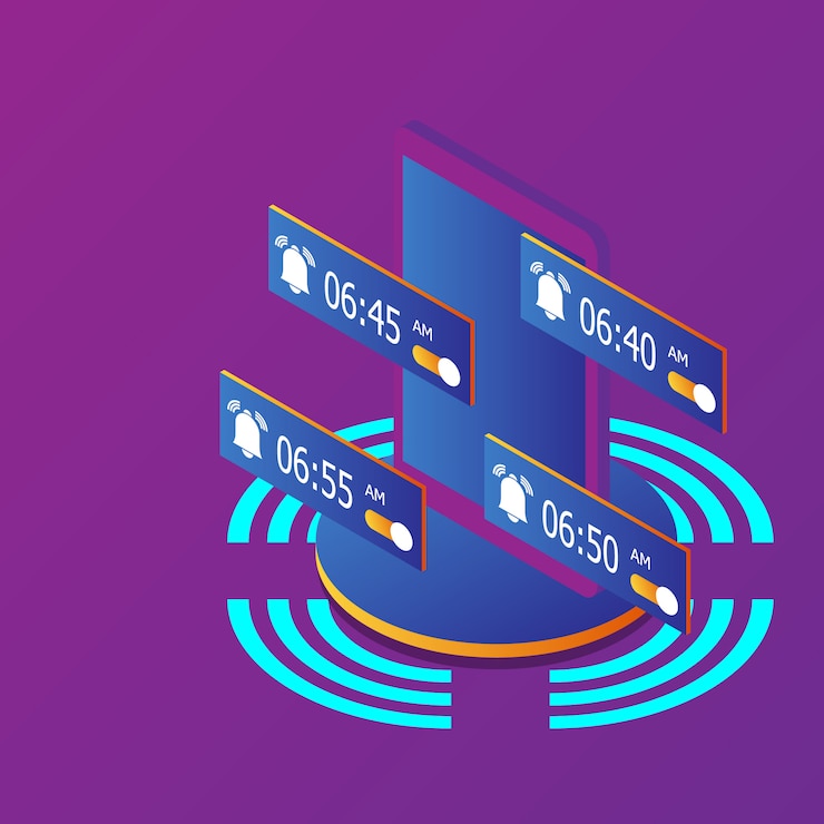Vector smartphone with alarm clock ringing  isometric