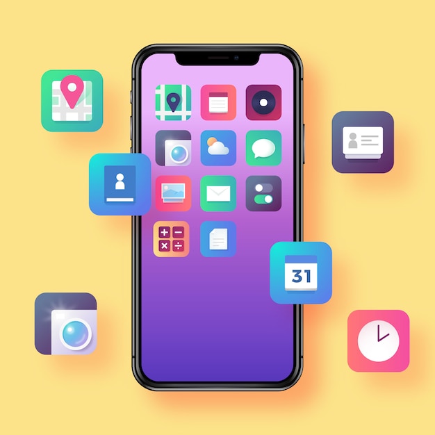 Vector smartphone with app icons