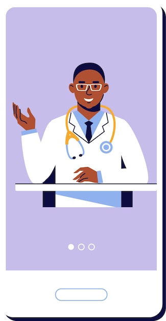 Smartphone with Black Doctor Online Medical Consultation