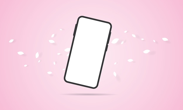 Smartphone with blank screen on Pink background