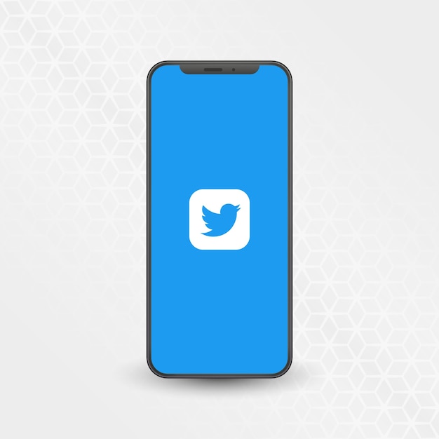 Vector smartphone with blue social media logo