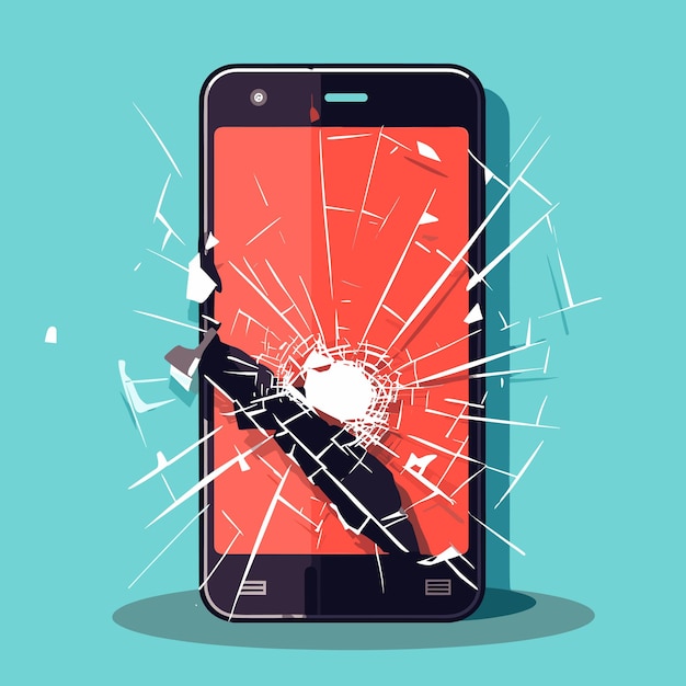 Smartphone with broken screen Cartoon vector illustration