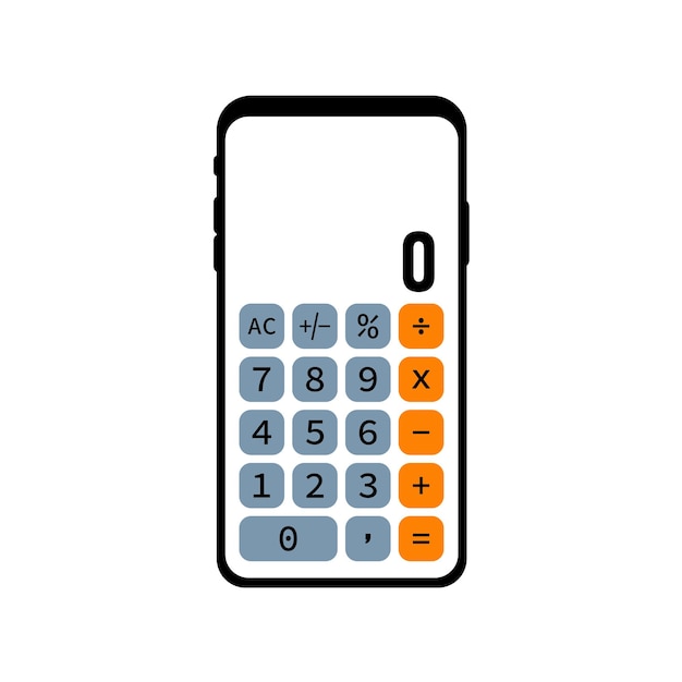 Vettore smartphone con calcolatrice calcolatrice telefono ottimo design per qualsiasi scopo concetto di formazione mobile interfaccia dispositivo intelligente simbolo icona telefono concetto aziendale schermo dello smartphone eps 10