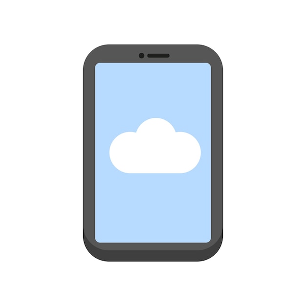 흰색 평면 디자인에 고립 된 구름 아이콘으로 스마트폰