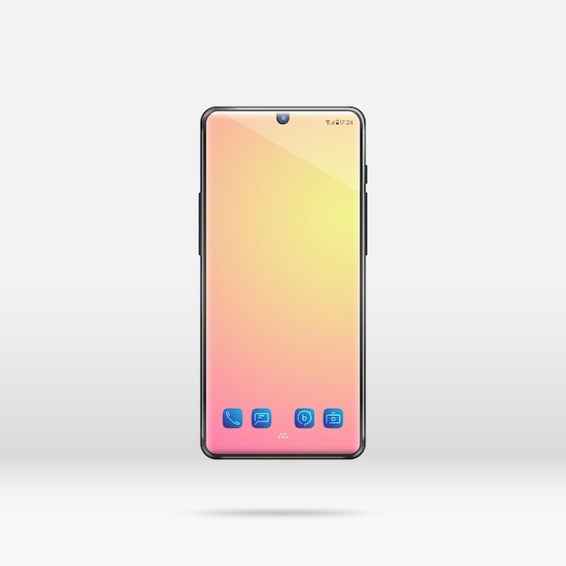 シンプルな背景ベクトルイラストに分離されたカラー画面を備えたスマートフォン