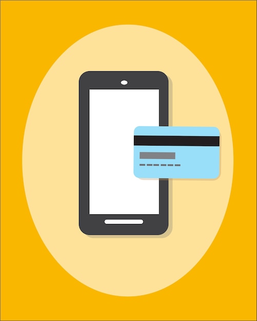 Smartphone con carta di credito per acquisti online.