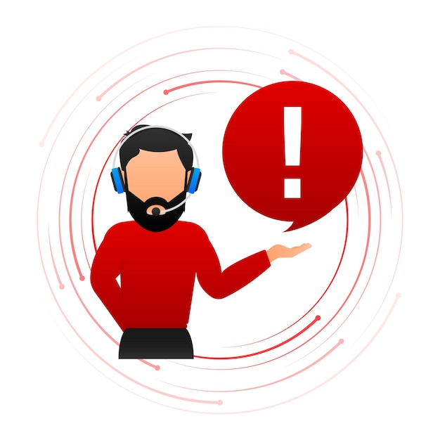 Smartphone with danger sign with man on screen on red background Vector illustration