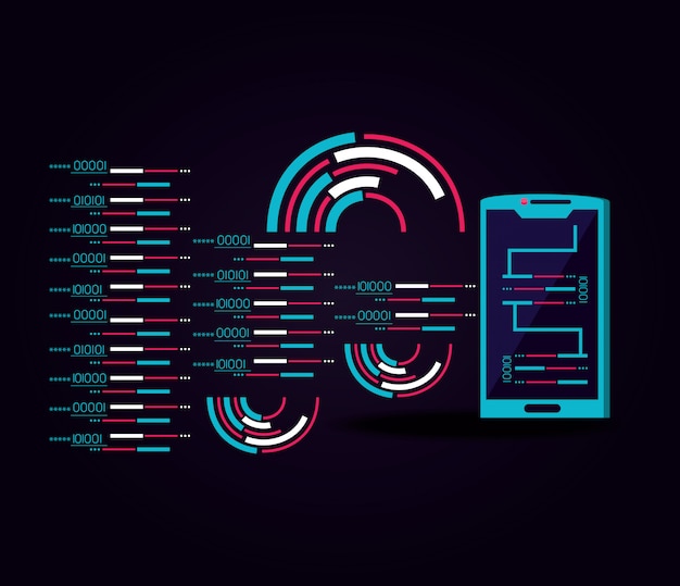 Smartphone con icona del data center