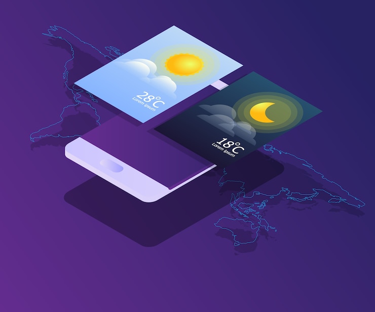 Vector smartphone with day and night widgets