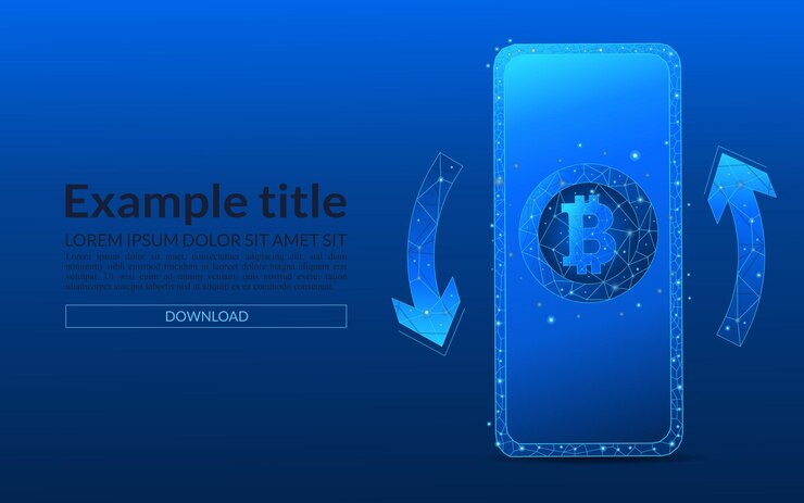 Вектор смартфон с цифровой валютой с круглыми стрелками биткоин кэшбек