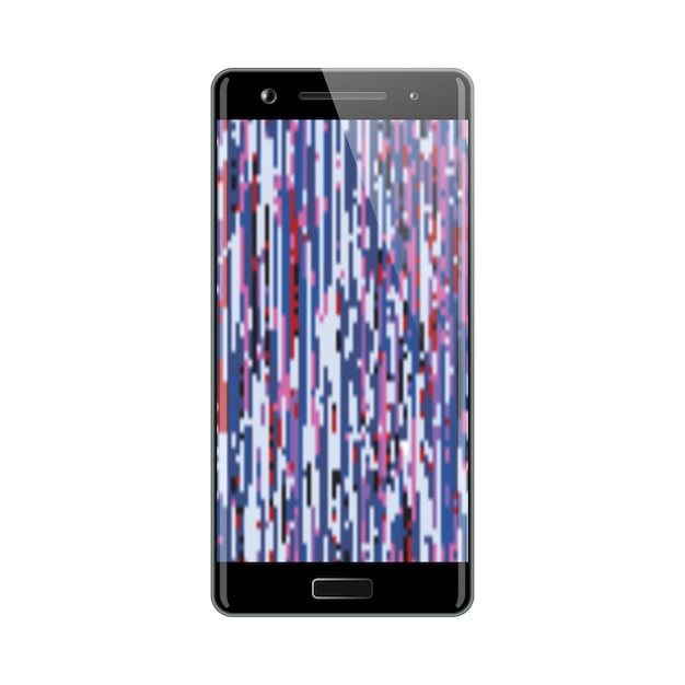 Smartphone with glitch effect screen