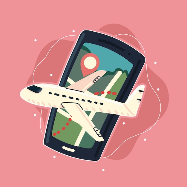 Smartphone with gps map airplane