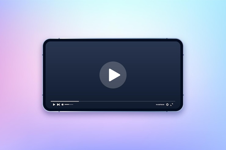 Vector 미디어 플레이어 앱 일러스트가 있는 스마트폰