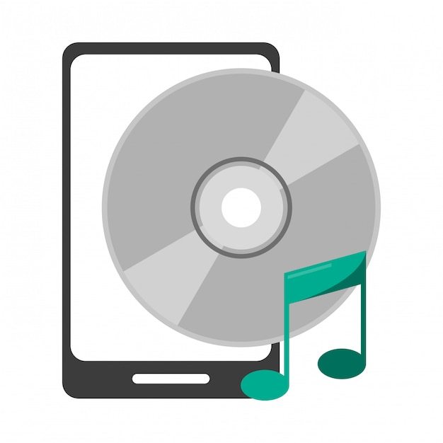 смартфон с символом музыки CD