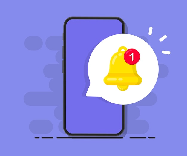 Смартфон с уведомлением. Новое электронное сообщение на телефоне. Предупреждающее сообщение. Концепция уведомления о новом сообщении или другом уведомлении. Непрочитанное письмо. Оповещения об опасных ошибках, вирусах или небезопасных сообщениях, спаме