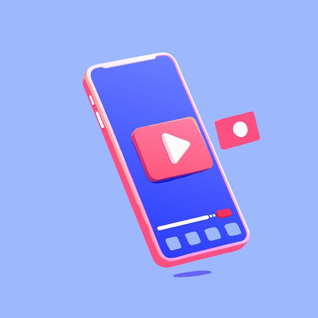 プレイボタンとライブビデオアイコンを持つスマートフォン