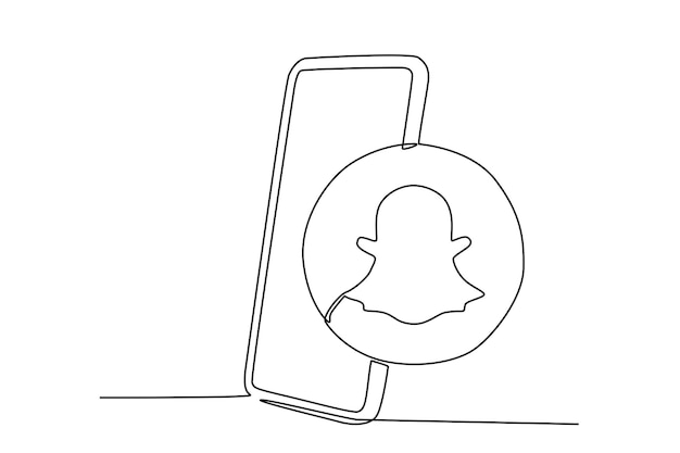 Vector a smartphone with a snapchat icon social media day oneline drawing