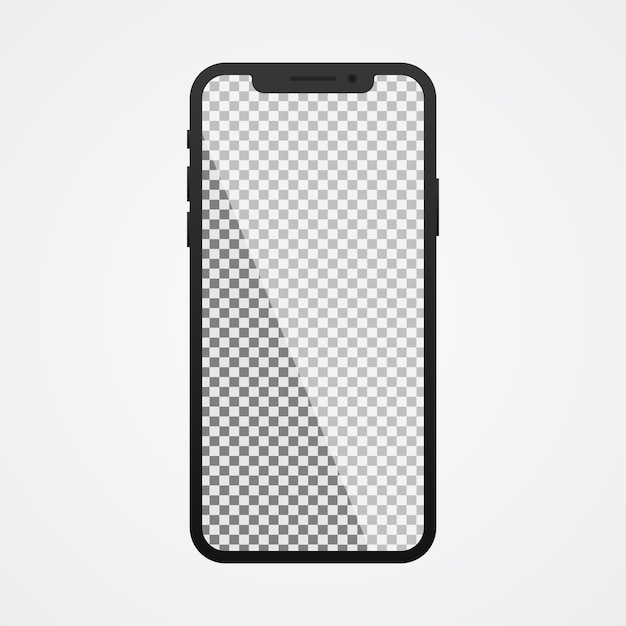 Vector smartphone with transparent screen on white