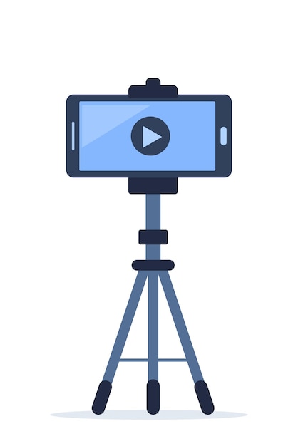 Smartphone with tripod for video streaming Vector illustration