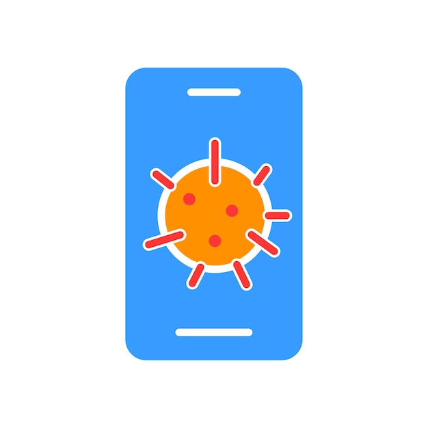 ウイルス ライン アイコンを持つスマート フォン病気インフルエンザ細菌微生物流行性感染症医学病院感染ビジネスと広告のための白い背景のベクトル カラー アイコン