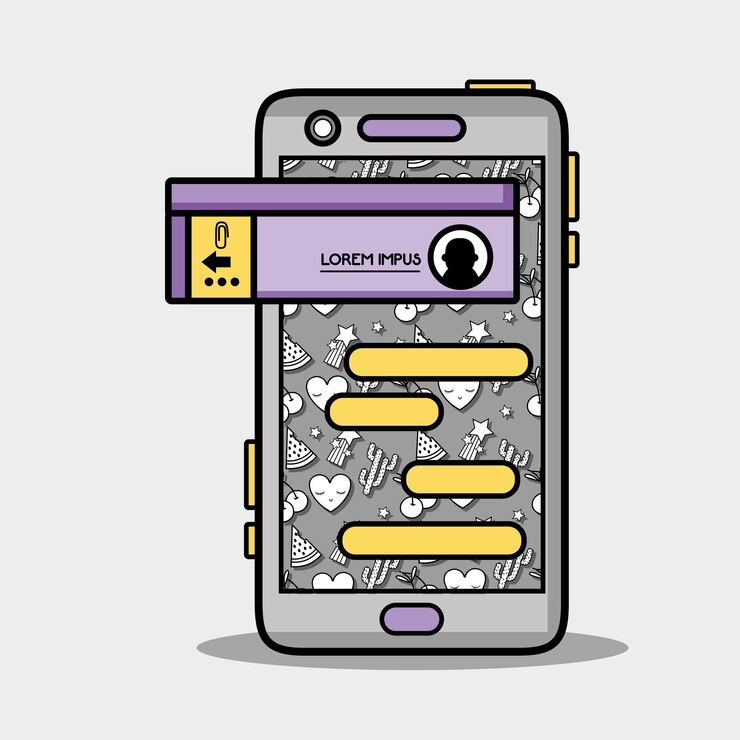 Vector smartphone with whatsapp chat bubble message 
